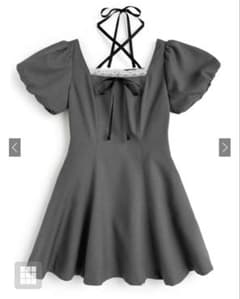 【GRL】スクエアネック パフスリーブ ミニワンピース グレーのサムネイル