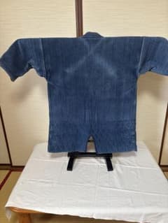 剣道着 藍染 二重刺子　リメイク素材用 レトロ　①