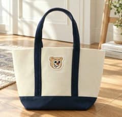 FEILERオールドテディワッペントートバッグ アイボリー (L) FEILER オールドテディ ワッペントートバッグ アイボリー×ブラック L