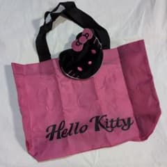 Hello Kitty キティちゃんトートバッグ ブラック ピンクのサムネイル