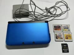ニンテンドー3DS LL 本体 青 ソフト4本、ACアダプター付き - メルカリ