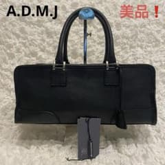 美品❗️ A.D.M.J.　ハンドバッグ　ミニボストン　スクエア　レザー　黒のサムネイル