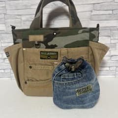 デニムリメイクトートバック＆巾着付きのサムネイル