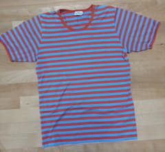 marimekko ボーダー Tシャツ オレンジ×ライトブルー XSのサムネイル