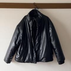 SALE ZARA 黒 レザーダウンジャケット ブラックのサムネイル