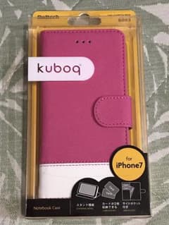 iPhone7 手帳型ケース 濃いピンク×白のサムネイル