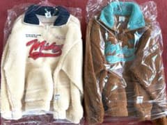 ミッキーロゴ ボアハーフジップブルゾン 2色セット ペアルック 