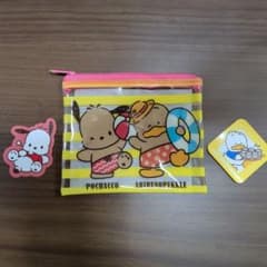 【オマケ付き】はぴだんぶい スシローコラボ ポーチ ポチャッコ あひるのペックルのサムネイル