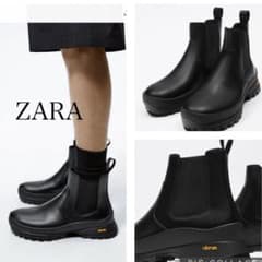 土日特価　定価23,990円ZARA×vibramレザーチェルシーブーツ40黒 土日特価 定価23,990円ZARA×vibramレザーチェルシーブーツ40黒 - メルカリ
