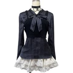 y2k 平成ギャルグランジ コケット ストライプ ビッグリボンブラウス 姫