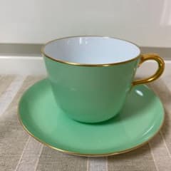 大倉陶園  色蒔き モーニングカップ＆ソーサー　ライトグリーン　NO13のサムネイル