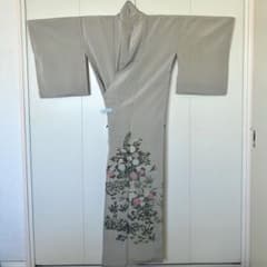 正絹 着物 一つ紋付 訪問着 刺繍 袷 身丈154 裄60のサムネイル