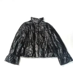 【美品】 レリアン 17+ 光沢ショートダウンジャケット ブラック 大きいサイズ 美品】 レリアン 17+ 光沢ショートダウンジャケット ブラック 大きい