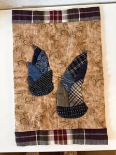 ハンドメイド パッチワークタペストリー たけのこ 和風インテリア 30×45