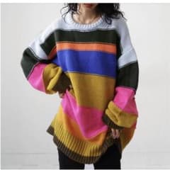 アンティカ  マルチボーダー ニットトップスのサムネイル
