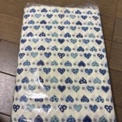 ハート柄生地 青系 白色 未使用のサムネイル
