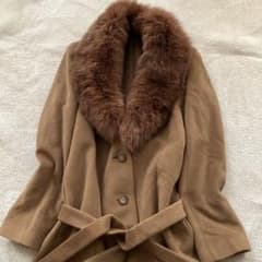 アンゴラ ブルー フォックス ファーコート ベルト 9号 M キャメル