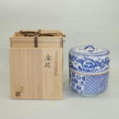 染付草花文捻彫祥瑞水指 曽根幸風作 - メルカリ