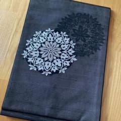 夏帯　名古屋帯　刺繍黒地華文のサムネイル