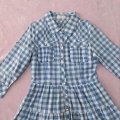 LIZ LISA 水色チェック 七分袖ワンピースのサムネイル