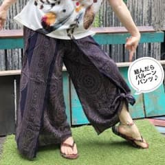 1番人気♪ブラックツートンマンダラ■2WAY裾結びラップパンツのサムネイル