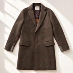 sacai ニット切替 グレンチェック チェスターコート 2 異素材 再構築