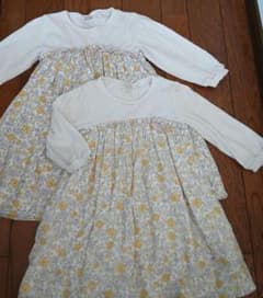 petit main ワンピース 花柄 2着セット110.120cm姉妹コーデ