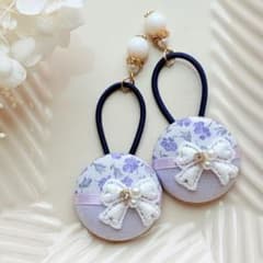 319✾︎ ハンドメイド ヘアゴム2個セット 27㎜くるみボタン リバティ