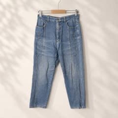 90s ヴィンテージ 蝶刺繍 デザインデニムパンツ サックスブルー レトロ古着のサムネイル