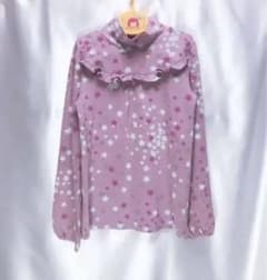 Gap kids  ラベンダー　スター　星柄　フリル　コットンハイネック　140のサムネイル
