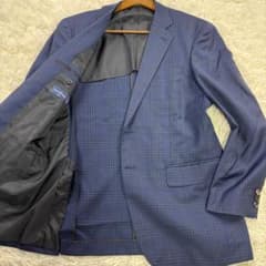 極美品 ゼニア 高級生地 紺色ネイビーテーラードジャケット