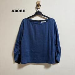 ADORE シャンブレーリネンブラウス 38 ネイビー - メルカリ