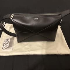 LOEWE パズルフォルド ウォッシュバッグ クラッチバッグ レザー 黒