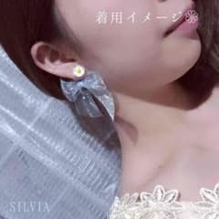 お色選べます❤︎リボンキャッチ付きマーガレットピアス❁゜:。*のサムネイル