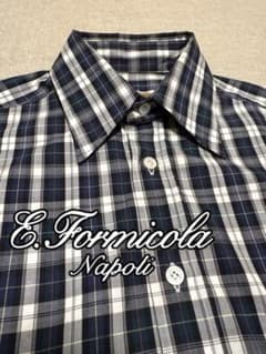 Errico Formicola／タータンチェック／ロングポイントカラー／38