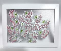 スイートピー　ガラス絵の具アート　ステンドグラス風　グラスデコ