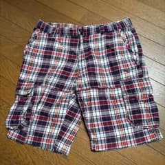 X'tyle チェック柄 カーゴショートパンツ レッド Lのサムネイル