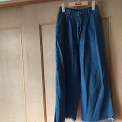 デニム ワイドパンツ 後ろゴム Mのサムネイル