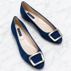 FABIO RUSCONI フラットパンプス バックル 38 青 未使用級 - メルカリ