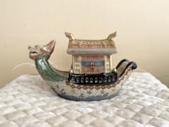【更にお値下げしました。】 香炉 色絵龍頭船香炉 陶磁器のサムネイル