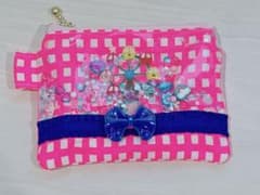 ハンドメイド　シャカシャカポーチ　ピンク　ブルーのサムネイル
