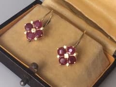 ルビー 14金 14K ピアス  ヴィンテージ　ドルムーズ　レバーバックのサムネイル
