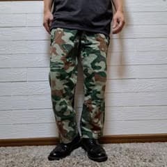 実物 1973年納 熊笹迷彩 昭和 陸上自衛隊 下衣 迷彩パンツ ダメージ 