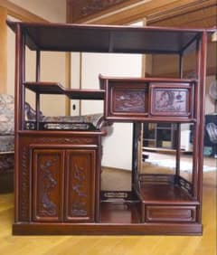 茶箪笥　古道具　骨董品　蔵出し　昭和レトロ　古民家　木製彫刻ラック 引き出し付き 茶箪笥 古道具 骨董品 蔵出し 昭和レトロ 古民家 木製彫刻ラック