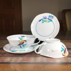 イベントうー特価』 九谷焼 鶴峰 ティーカップ&ソーサー ペア