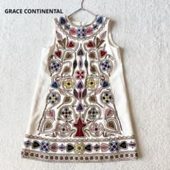 定価5.7万 グレースコンチネンタル マルチモチーフ 刺繍 ワンピース ドレス