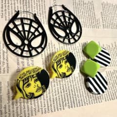 [3-Piece Set] Earrings (3 pieces) Pop American Comic Style Spiderman