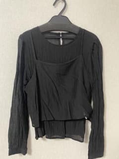 ビスチェ付き長袖ブラウス ブラック　ひっかけ傷ありのサムネイル