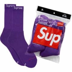 新品 送料無料　Supreme ソックス　パープルのサムネイル