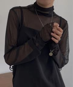 2枚セット　Chaco closet　シアーハイネックカラーインナートップスのサムネイル